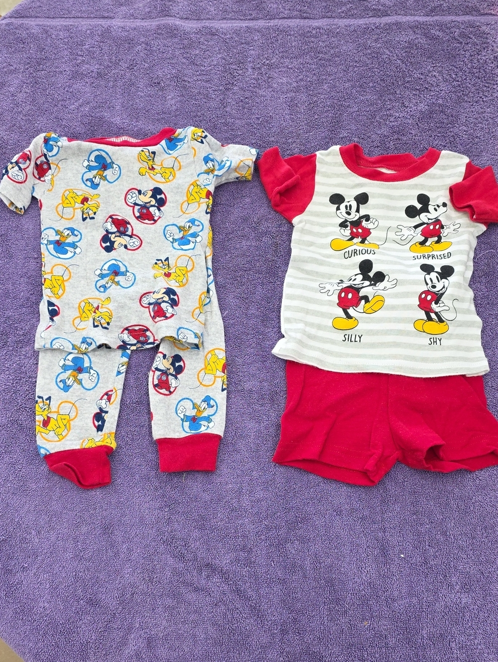 Bundle Of 2 Disney Mickey Mouse Red, Yellow & Blue Kids Pajama Sets